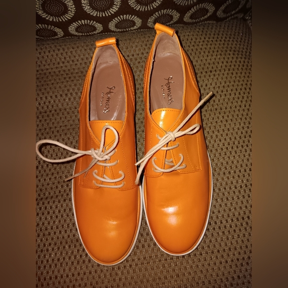 Homers Artisan Rare Orange Leather Shoes Size 10 - Picture 1 of 4